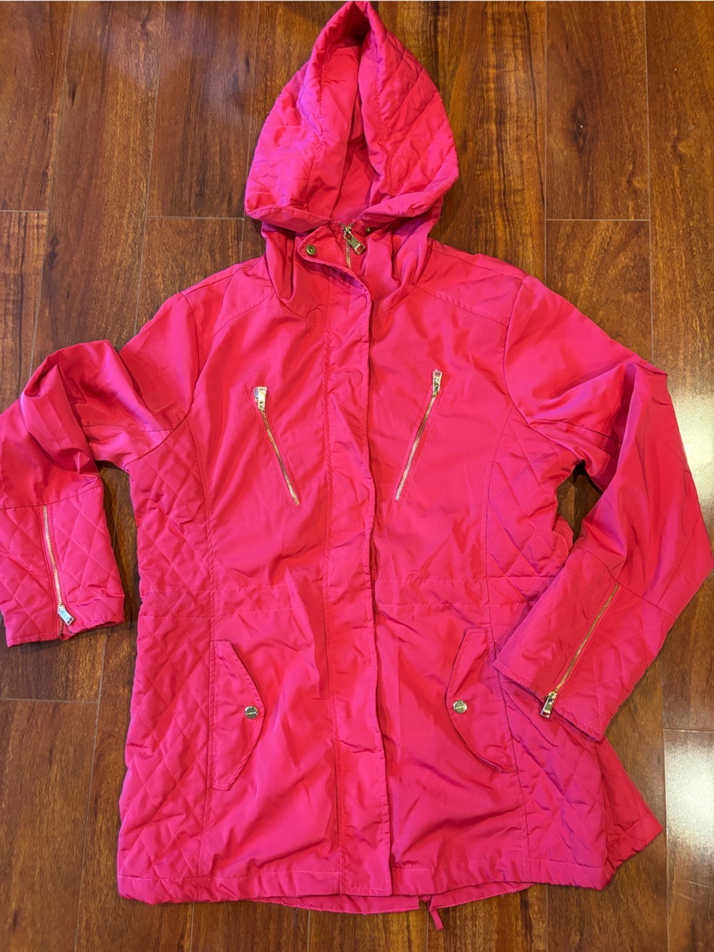 bebe Hot Pink Quilted Hooded Coat